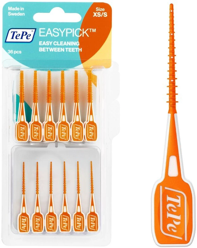 Main image of Dental Floss Picks, Tooth Picks Flossers, Floss Sticks, EasyPicks XS/S, Orange, 36 Pk