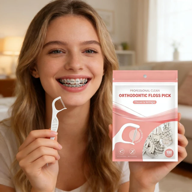 Alt view image 4 of 6 - Orthodontic Flossers for Braces,100 Count Orth Dental Floss Picks for Kids Or Adults,Comfortable Braces Flossers,Super Clean Oral Care,Best Dental Tools for Brace,Fight Tooth Decay(1Pack)