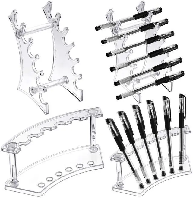Main image of 4 Pieces Pen Display Stand Acrylic pen Holder Clear Pen Stand Rack Organizer Nail Brush Holder Stand for Make Up Brush | Multi-style Holder for Makeup Brushes, Pens, Acrylic Display Rack