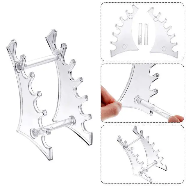 Alt view image 4 of 7 - 4 Pieces Pen Display Stand Acrylic pen Holder Clear Pen Stand Rack Organizer Nail Brush Holder Stand for Make Up Brush | Multi-style Holder for Makeup Brushes, Pens, Acrylic Display Rack