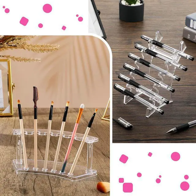 Alt view image 6 of 7 - 4 Pieces Pen Display Stand Acrylic pen Holder Clear Pen Stand Rack Organizer Nail Brush Holder Stand for Make Up Brush | Multi-style Holder for Makeup Brushes, Pens, Acrylic Display Rack