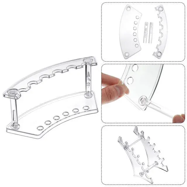 Alt view image 5 of 7 - 4 Pieces Pen Display Stand Acrylic pen Holder Clear Pen Stand Rack Organizer Nail Brush Holder Stand for Make Up Brush | Multi-style Holder for Makeup Brushes, Pens, Acrylic Display Rack