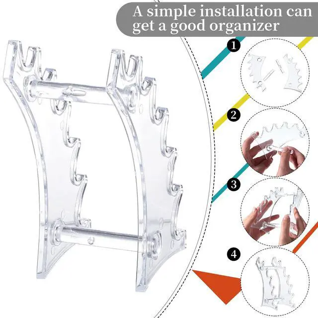 Alt view image 4 of 7 - 2 Pieces 6-slots Acrylic Pen Holder Stand Pen Display Stand, Clear | Vertical Transparent Plastic Organizer Rack for Fountain Pen Pencil Wand Nail Makeup Brush, Office School Home Supplies