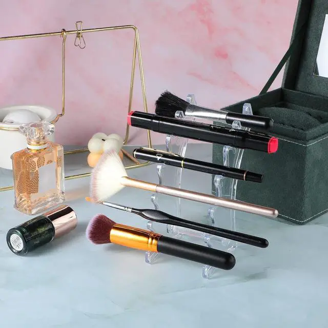 Alt view image 6 of 7 - 2 Pieces 6-slots Acrylic Pen Holder Stand Pen Display Stand, Clear | Vertical Transparent Plastic Organizer Rack for Fountain Pen Pencil Wand Nail Makeup Brush, Office School Home Supplies