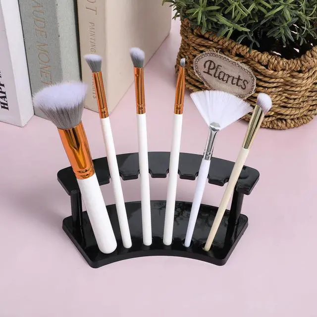Alt view image 4 of 7 - 2 Pieces Pen Display, Fountain Pen Holder, 6-Slot Pens Display Rack Organizer for Makeup Brush, Eyebrow Pencil, Office, Home, And Store, Black