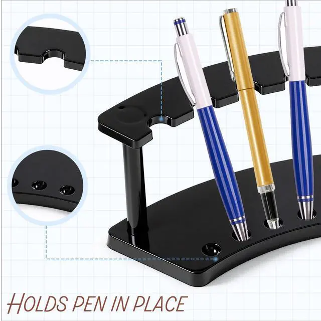Alt view image 3 of 7 - 2 Pieces Pen Display, Fountain Pen Holder, 6-Slot Pens Display Rack Organizer for Makeup Brush, Eyebrow Pencil, Office, Home, And Store, Black