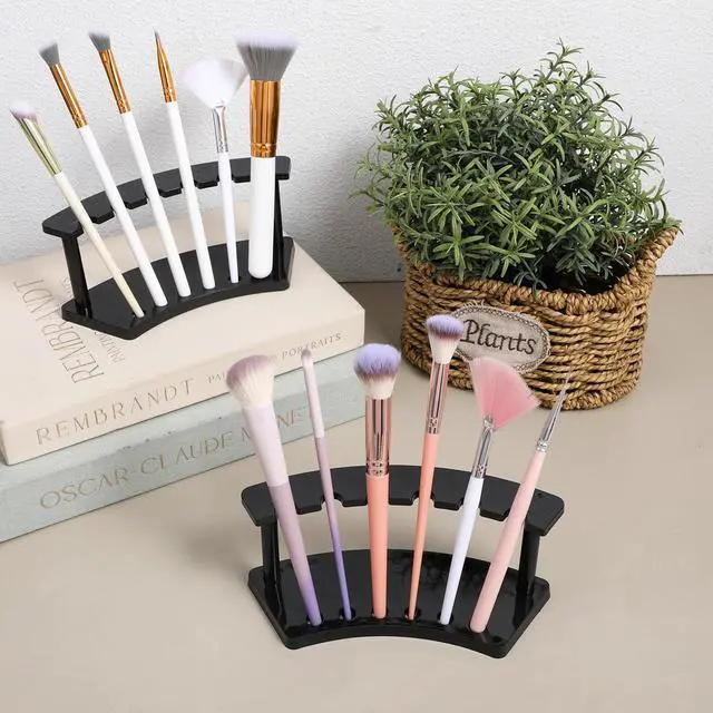 Alt view image 6 of 7 - 2 Pieces Pen Display, Fountain Pen Holder, 6-Slot Pens Display Rack Organizer for Makeup Brush, Eyebrow Pencil, Office, Home, And Store, Black