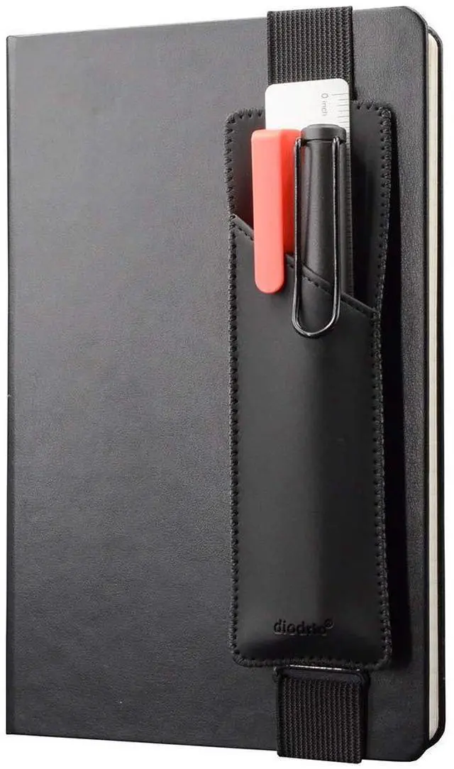 Main image of Adjustable Elastic Pen Holder Pencil Pouch for Notebook Journal | For Hardcover Journals, Books, Planners. Fit 5x8, 6x9, 8.5x11. For large Book or Binder. Detachable, PU Leather.
