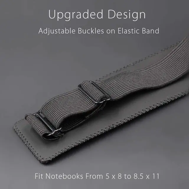 Alt view image 2 of 7 - Adjustable Elastic Pen Holder Pencil Pouch for Notebook Journal | For Hardcover Journals, Books, Planners. Fit 5x8, 6x9, 8.5x11. For large Book or Binder. Detachable, PU Leather.