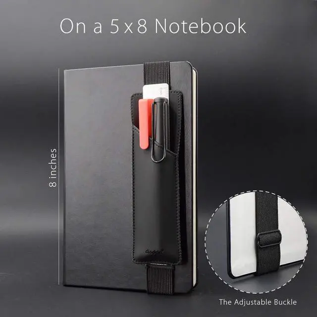 Alt view image 3 of 7 - Adjustable Elastic Pen Holder Pencil Pouch for Notebook Journal | For Hardcover Journals, Books, Planners. Fit 5x8, 6x9, 8.5x11. For large Book or Binder. Detachable, PU Leather.