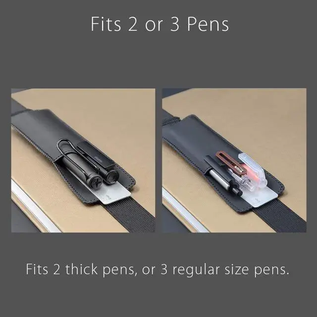 Alt view image 5 of 7 - Adjustable Elastic Pen Holder Pencil Pouch for Notebook Journal | For Hardcover Journals, Books, Planners. Fit 5x8, 6x9, 8.5x11. For large Book or Binder. Detachable, PU Leather.