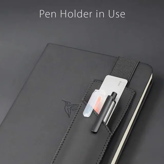 Alt view image 6 of 7 - Adjustable Elastic Pen Holder Pencil Pouch for Notebook Journal | For Hardcover Journals, Books, Planners. Fit 5x8, 6x9, 8.5x11. For large Book or Binder. Detachable, PU Leather.