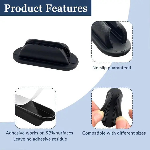 Alt view image 4 of 6 - 6 Pack Adhesive Pencil Holders for Desk, Flexible Black Silicone Pen Holder with Adhesive Pads for Office Essentials and Teacher Supplies