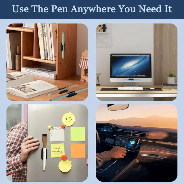 Alt view image 6 of 6 - 6 Pack Adhesive Pencil Holders for Desk, Flexible Black Silicone Pen Holder with Adhesive Pads for Office Essentials and Teacher Supplies