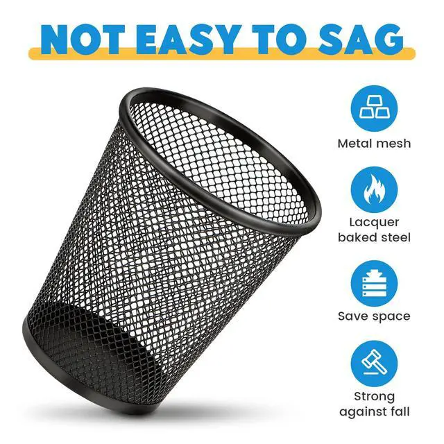 Alt view image 3 of 6 - Pen Holder for Desk, Pencil Holder for Desk, 4 Pack Pencil Cup for Pen, Mesh Metal Pen Organizer, Desk Pen Holder