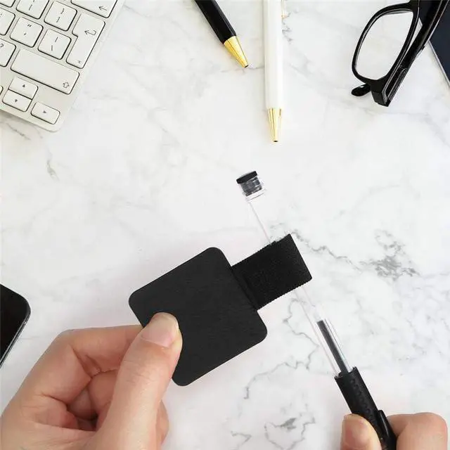 Alt view image 7 of 7 - 12 Pack Notebook Pen Loop Holder Self-Adhesive Pen Holder Pencil Holders Elastic Loop Designed for Notebooks Journals Calendars (Black)