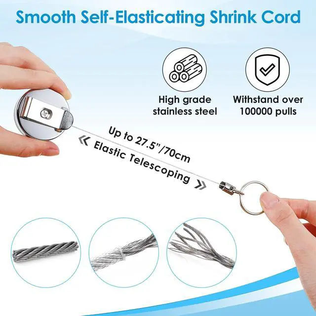 Alt view image 3 of 7 - 2 Pcs Heavy Duty Retractable Pull Pen Pencil Holder, 27.5 Inch Pen Lanyard Retractable with Belt Clip and Key Ring, Stretch Spring Pencil Holder for Carpenters, Construction Workers, Nurses, Waiters