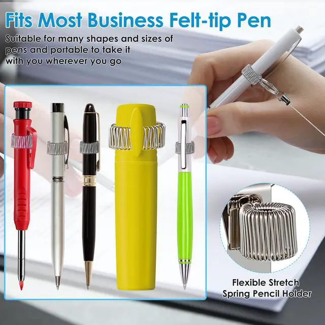 Alt view image 5 of 7 - 2 Pcs Heavy Duty Retractable Pull Pen Pencil Holder, 27.5 Inch Pen Lanyard Retractable with Belt Clip and Key Ring, Stretch Spring Pencil Holder for Carpenters, Construction Workers, Nurses, Waiters