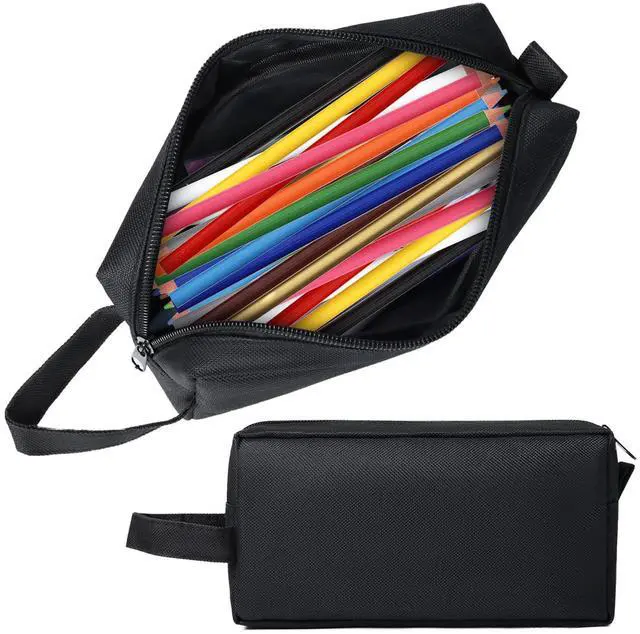 Main image of Pencil Case, Large Capacity Pencil Pouch, Stationery Organizer Bag for Office College School, Cosmetic Bag For Teens Adults, Black