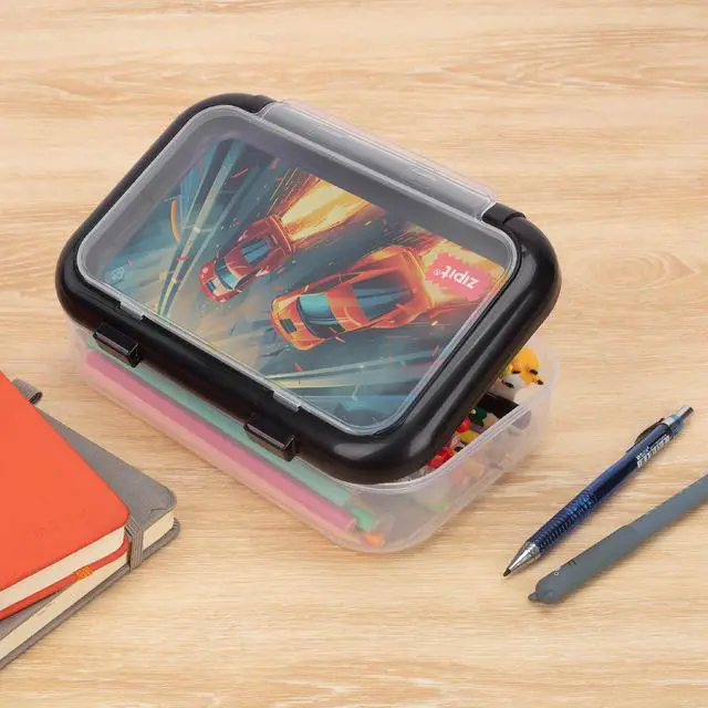 Alt view image 7 of 7 - Recycled Plastic Pencil Box for Boys, 2-Compartment Case, Race Car