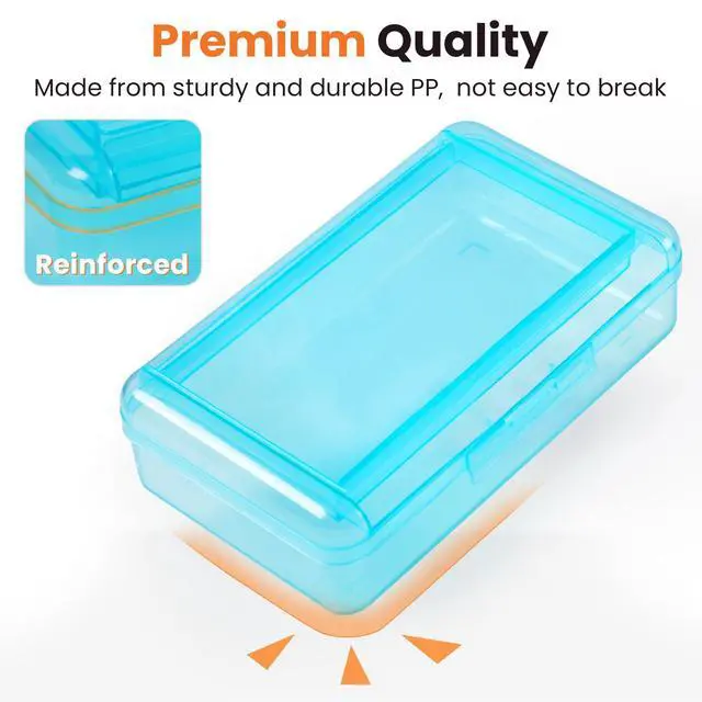 Alt view image 3 of 7 - Double Layer Pencil Box, Large Hard Pencil Case Organizer, Clear Plastic Crayon Box for Girls and Boys, Colored Marker Organizer, Small Plastic Containers/Bins with Lids, Art Supply Storage