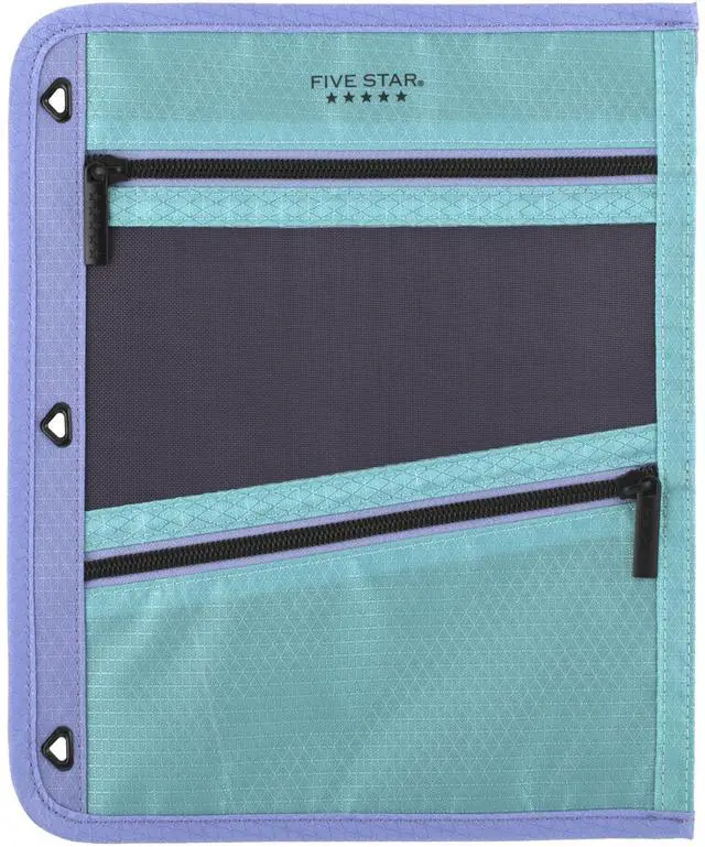 Main image of Pencil Pouch, Pen Case, 3-Pocket Zipper Pouch, Fits 3-Ring Binder, Storage Organizer for Classroom Supplies Earbuds Chargers Cables Makeup, Teal/Berry (500207F-ECM)