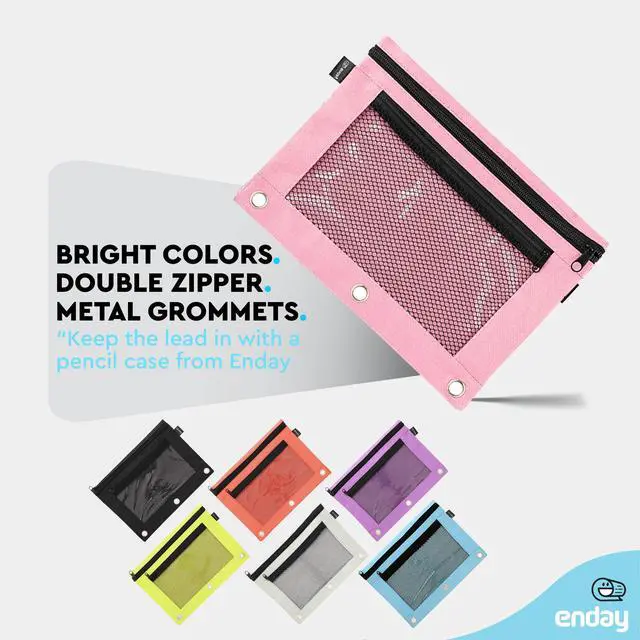 Alt view image 4 of 7 - Pink Pencil Pouch For 3 Ring Binder, Zippered Binder Pencil Pouches, 3 Ring Pencil Pouch for Binder, Pencil Case for Binder, Large Pencil Bags for School, Home, and Office