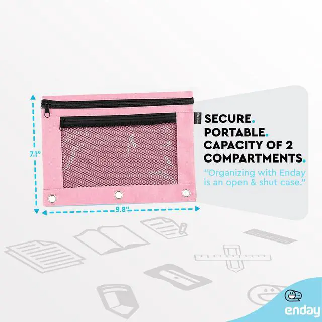 Alt view image 5 of 7 - Pink Pencil Pouch For 3 Ring Binder, Zippered Binder Pencil Pouches, 3 Ring Pencil Pouch for Binder, Pencil Case for Binder, Large Pencil Bags for School, Home, and Office