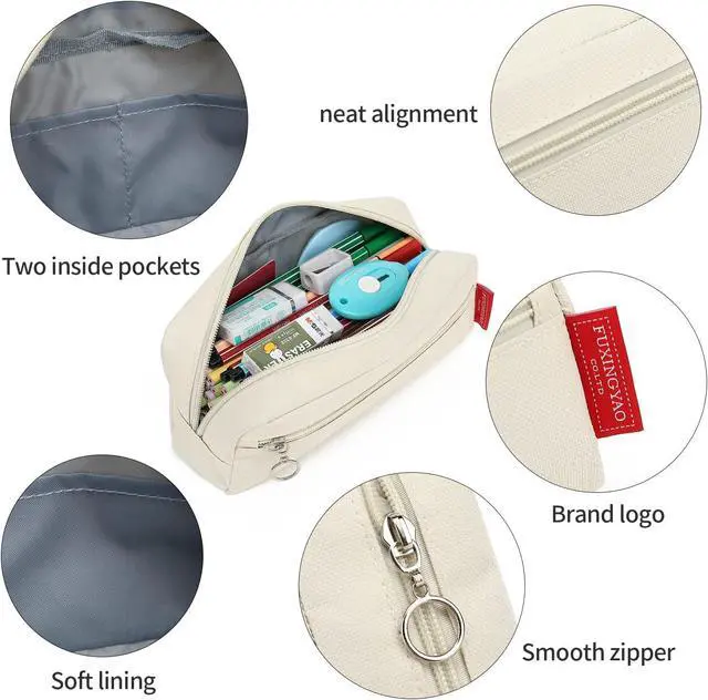 Alt view image 2 of 5 - Big Capacity Pencil Pen Case Office Large Storage Simple Stationery Bag Pouch Holder Box Organizer for Adults (Grey)