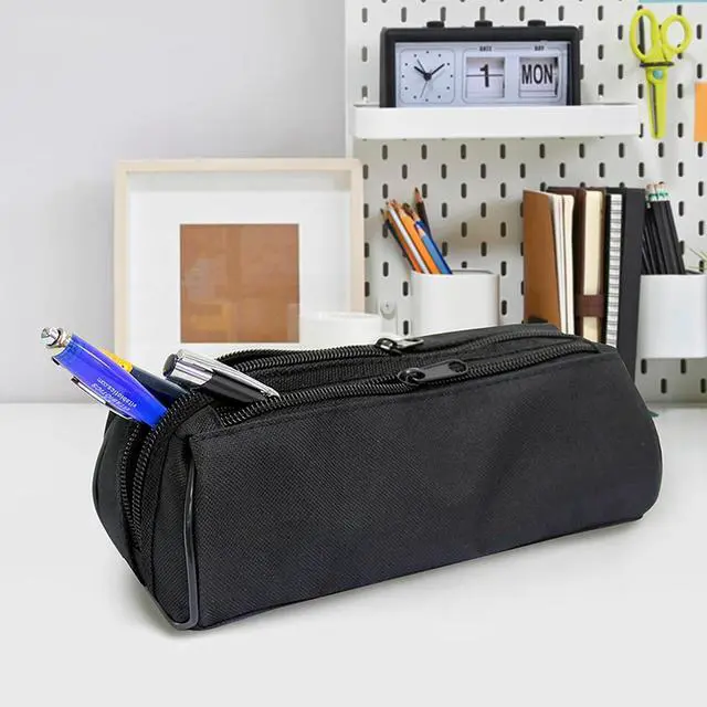 Alt view image 2 of 7 - Fashion Stationery Black Pencil Case, Large Capacity, 2 Compartments