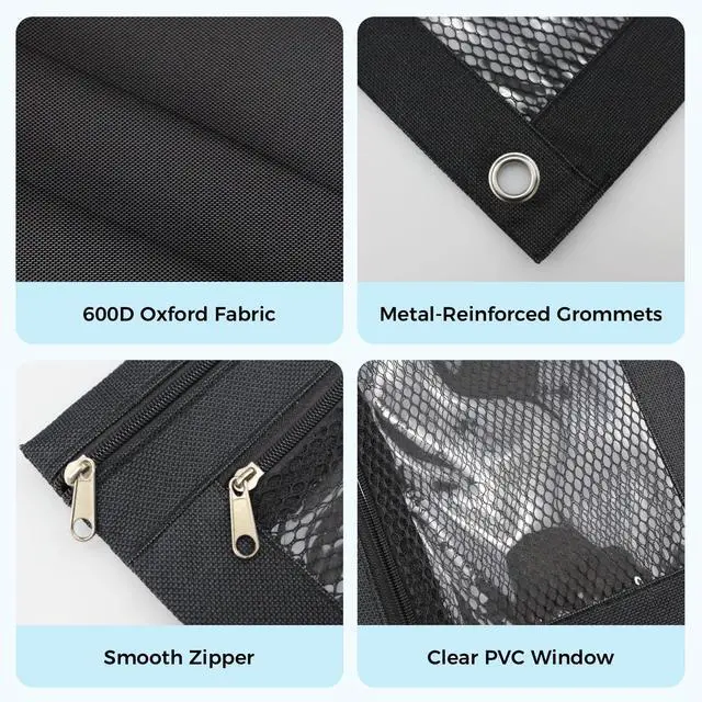 Alt view image 4 of 7 - Pencil Pouch for 3 Ring Binder, Pencil Case Bag with Zipper, 600D Fabric Pencil Pouch Holder Accessories, Clear Window Pencil Case Aesthetic Back to School Organizer Pockets for Boy Girl (Black)
