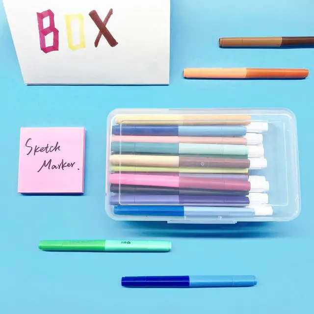 Alt view image 5 of 5 - Large Capacity Clear Pencil Case, Plastic Pencil Boxes Stackable Design, Supply Boxes for Kids Boys School Classroom,1 Pack