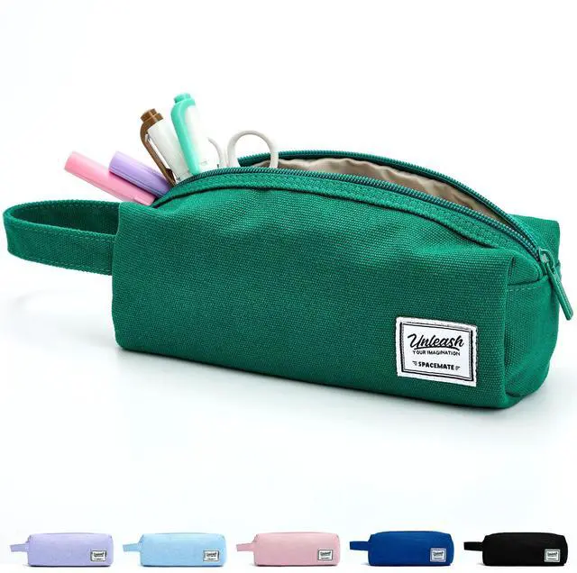 Main image of Pencil Pouch, High-Capacity Zipper Pencil Case for Girls & Boys | Soft Canvas Pencil Bag, 1200mL Capacity Pencil Box, School Supplies for Kids, Cute Simple Preppy Aesthetic, Green