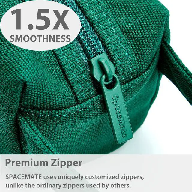 Alt view image 3 of 6 - Pencil Pouch, High-Capacity Zipper Pencil Case for Girls & Boys | Soft Canvas Pencil Bag, 1200mL Capacity Pencil Box, School Supplies for Kids, Cute Simple Preppy Aesthetic, Green
