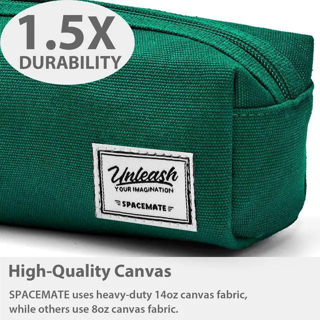 Alt view image 4 of 6 - Pencil Pouch, High-Capacity Zipper Pencil Case for Girls & Boys | Soft Canvas Pencil Bag, 1200mL Capacity Pencil Box, School Supplies for Kids, Cute Simple Preppy Aesthetic, Green