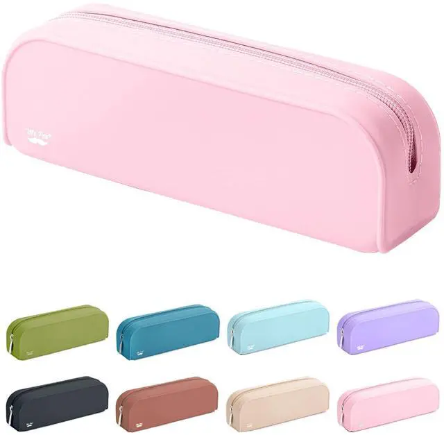 Main image of Silicone Pencil Case, Light Pink Pencil Pouch, Pencil Case Small | Multifunctional Pouch for Stationery, Cosmetics and Electrical Goods Storage