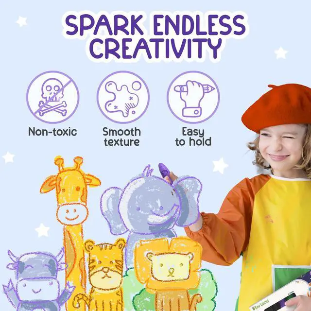 Alt view image 3 of 7 - 16 Rocket Crayons - Non Toxic, Washable - For Toddlers, Kids Ages 4-8 - Easy To Hold, Baby's Crayons For Toddlers 3-10 Years