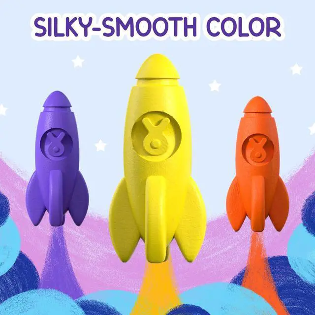 Alt view image 6 of 7 - 16 Rocket Crayons - Non Toxic, Washable - For Toddlers, Kids Ages 4-8 - Easy To Hold, Baby's Crayons For Toddlers 3-10 Years
