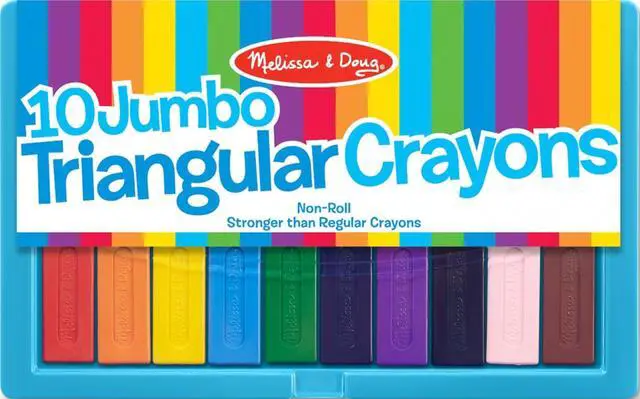 Main image of Jumbo Triangular Crayons - 10-Pack, Non-Roll, Flip-Top Case