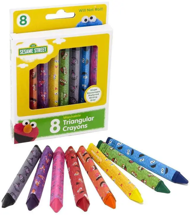 Main image of 8 Count Washable Triangular Crayons for Toddlers and Kids, Will Not Roll, Assorted Colors, Great for Classrooms