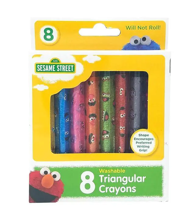 Alt view image 2 of 3 - 8 Count Washable Triangular Crayons for Toddlers and Kids, Will Not Roll, Assorted Colors, Great for Classrooms