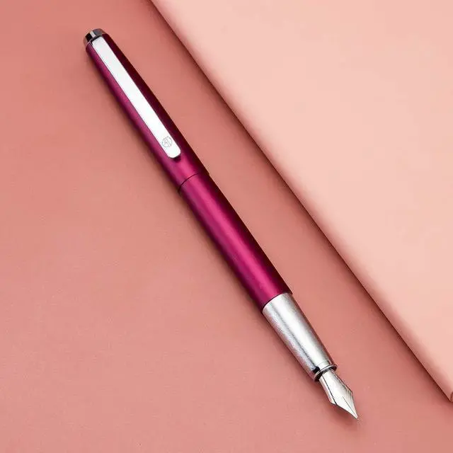 Main image of 525 Purple Red Metal Fountain Pen, Extra Fine Nib Classic Pen Includes Metal Pen Case and Refillable Converter
