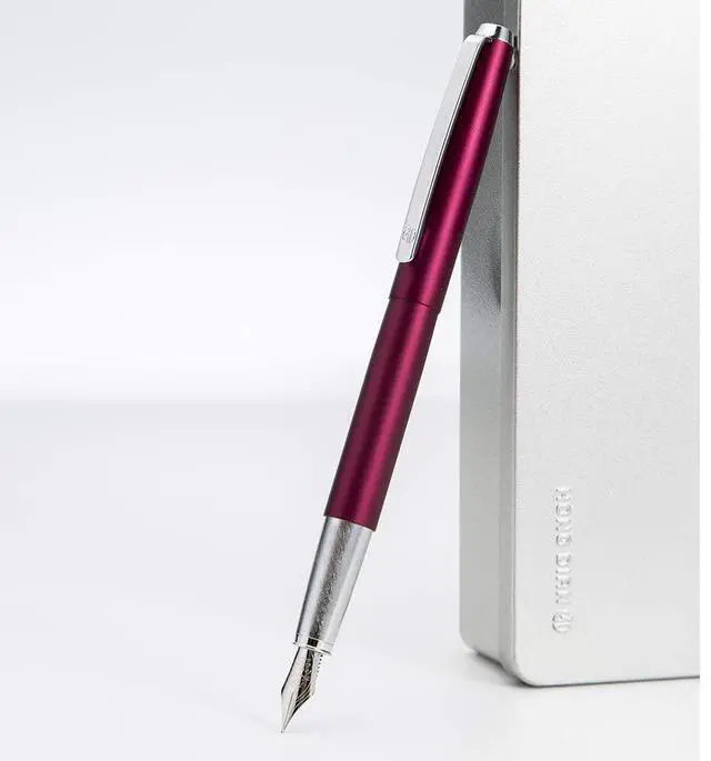 Alt view image 4 of 7 - 525 Purple Red Metal Fountain Pen, Extra Fine Nib Classic Pen Includes Metal Pen Case and Refillable Converter