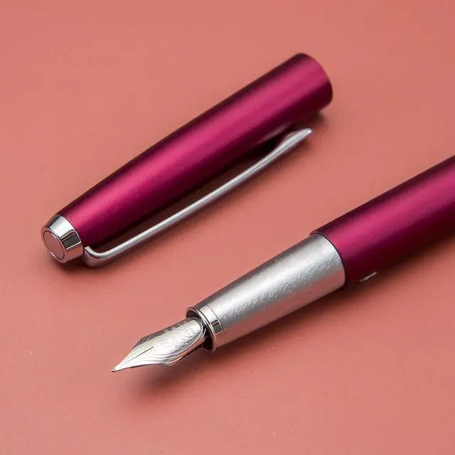 Alt view image 7 of 7 - 525 Purple Red Metal Fountain Pen, Extra Fine Nib Classic Pen Includes Metal Pen Case and Refillable Converter