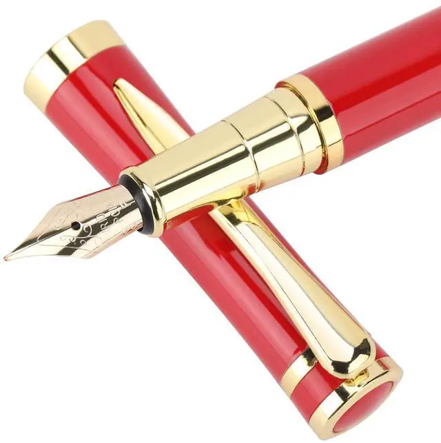 Main image of Fountain Pen - Luxury Fountain pen set for Men & Women - Ink Pen for Smooth Writing - Fountain Pen Fine NibIncludes 10 Ink Cartridges and Ink Refill Converter - Red