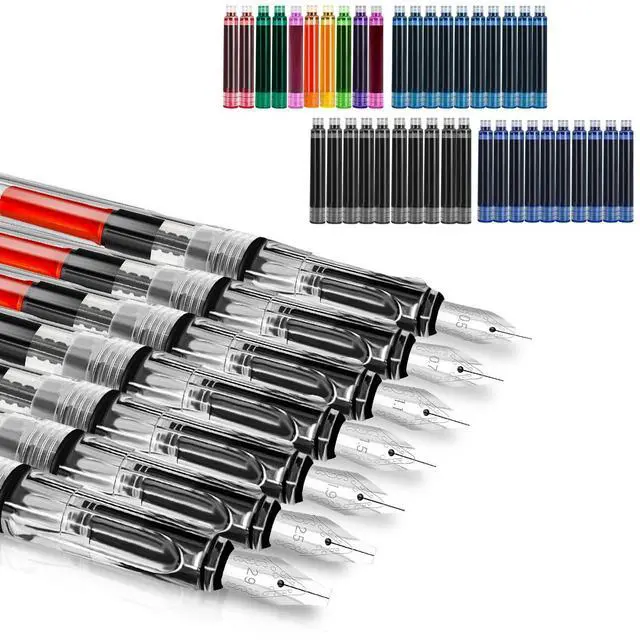 Main image of Calligraphy Set, 7 Pcs Fountain Pen with Different Replaceable Nib and 40 Replaceable Ink Cartridge in 11 Color for Beginner Writing and Drawing Calligraphy Kit