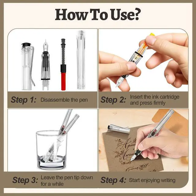 Alt view image 5 of 7 - Calligraphy Set, 7 Pcs Fountain Pen with Different Replaceable Nib and 40 Replaceable Ink Cartridge in 11 Color for Beginner Writing and Drawing Calligraphy Kit