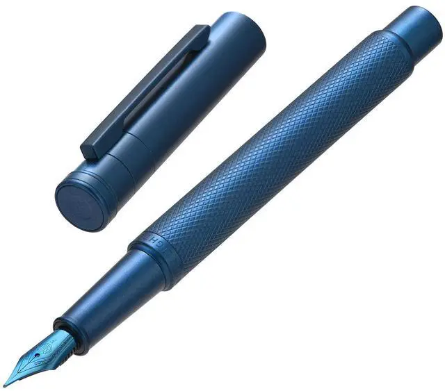 Main image of Dark Blue Forest Fountain Pen Extra Fine Nib Classic Design with Converter and Metal Pen Case Set