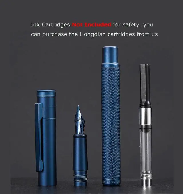 Alt view image 3 of 7 - Dark Blue Forest Fountain Pen Extra Fine Nib Classic Design with Converter and Metal Pen Case Set