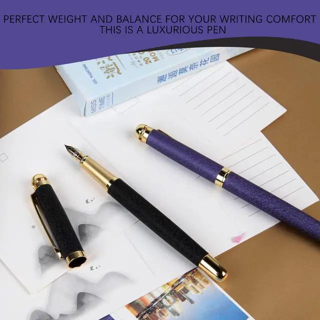 Alt view image 4 of 7 - fountain pen-Multiple color styles with rhinestone,diamond inlay and frosted finish,Cute pens,Luxury pen,Office pens,Best pen set,Includes 10 Ink Cartridges and Ink Refill Converter(Pink)